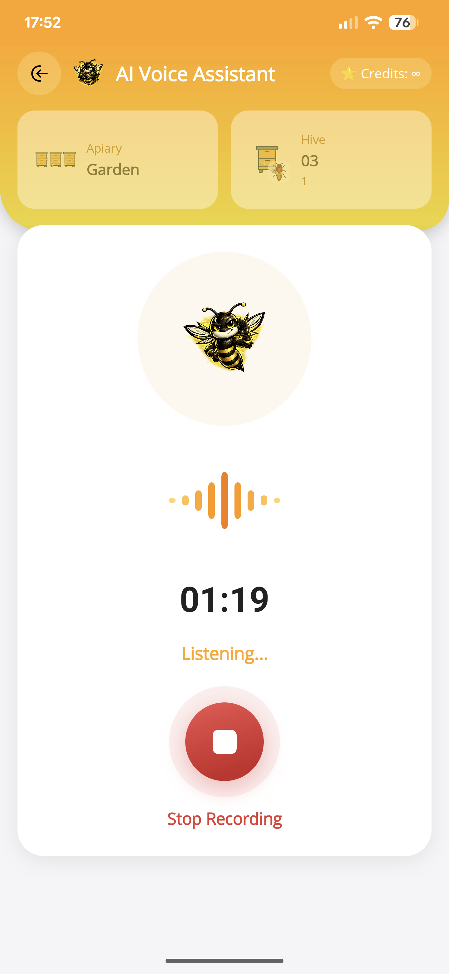 Actual ApiNote voice-inspection screen.